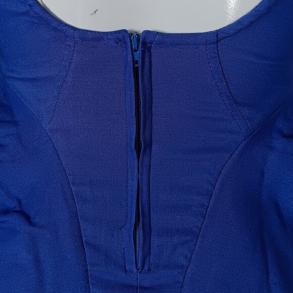 BLVD BLVD Structured Mini Dress Royal Blue Size Small Fitted Peplum Sleeveless - Picture 8 of 10